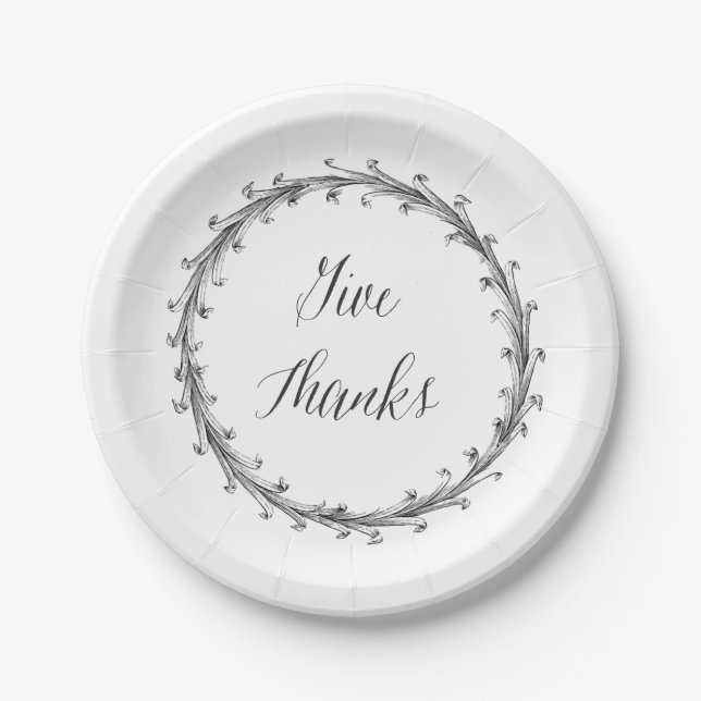 Give Thanks Vintage Graphic Paper Plate (Front)