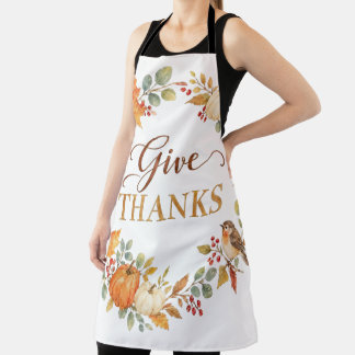Give Thanks Watercolor Fall Apron