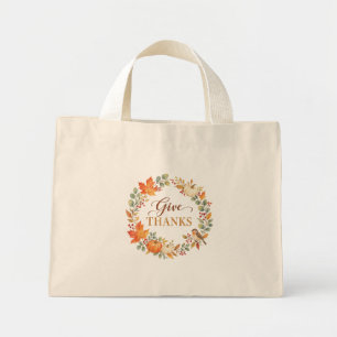Give Thanks Watercolor Fall Tote Bag