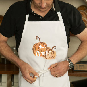Give Thanks Watercolor Pumpkin Thanksgiving Apron