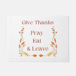 Give Thanks White Door Mat
