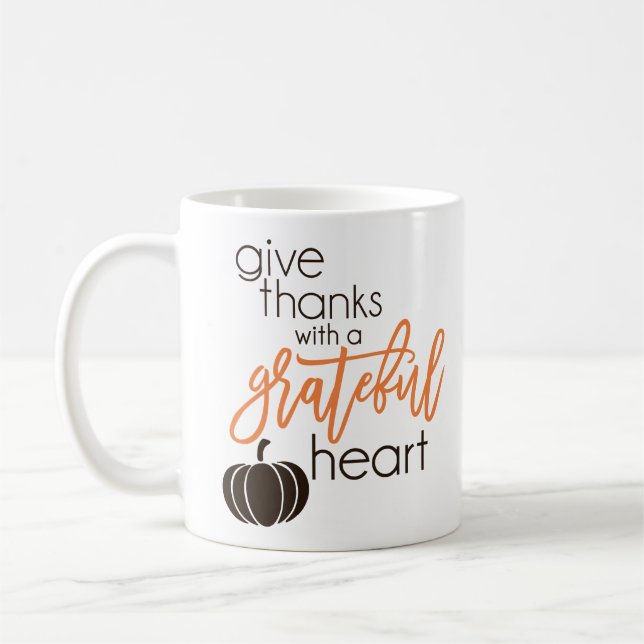 Give Thanks With Grateful Heart Coffee Mug (Left)