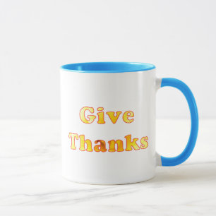 Give thanks, word art with yellow lily, mugs