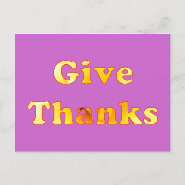 Give thanks, word art with yellow lily postcards (Front)