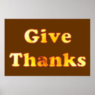 Give thanks, word art with yellow lily, posters
