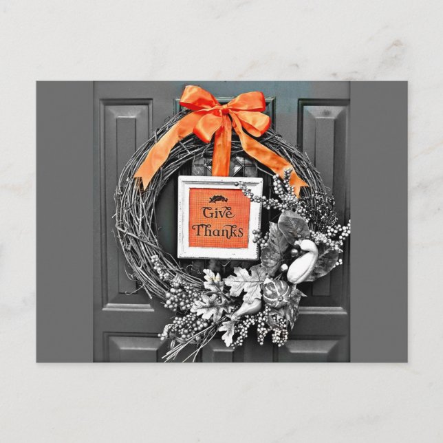 Give Thanks Wreath Postcard (Front)