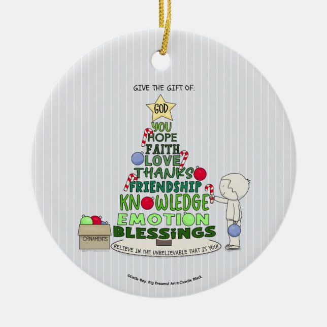 Give the Gift of: Word Tree  Ceramic Ornament (Front)