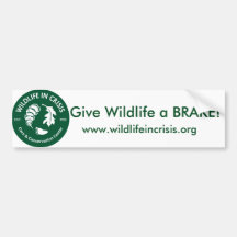 Give Wildlife a BRAKE! Bumper sticker