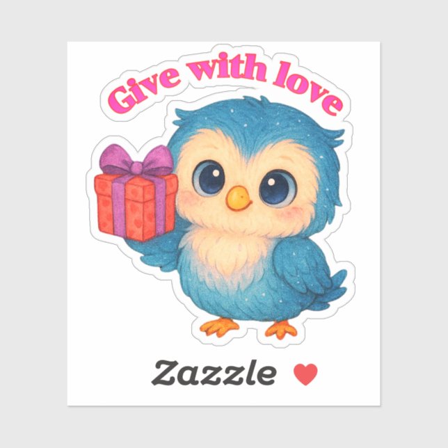 Give with Love – Owl Gift Sticker (Sheet)