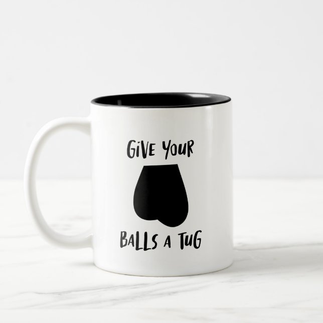 Give Your Balls  Two-Tone Coffee Mug (Left)