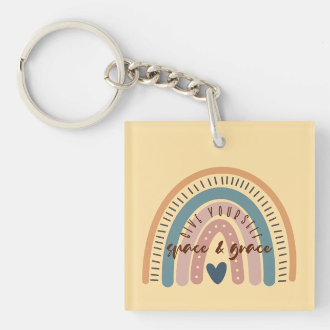Give Yourself Space and Grace Affirmation Keychain (Front)