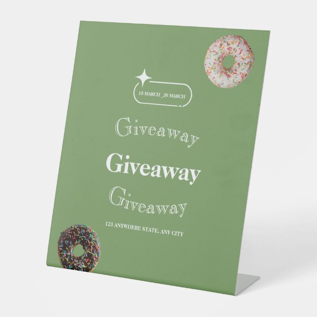 Giveaway Flyer, Social Media Giveaway Poster Pedestal Sign (Front)