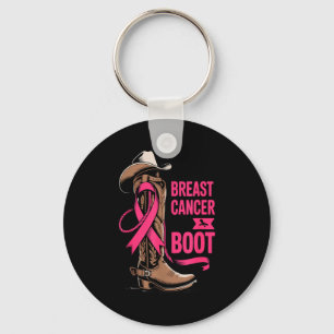 Giving Breast Cancer The Boot Cowboy Design  Keychain