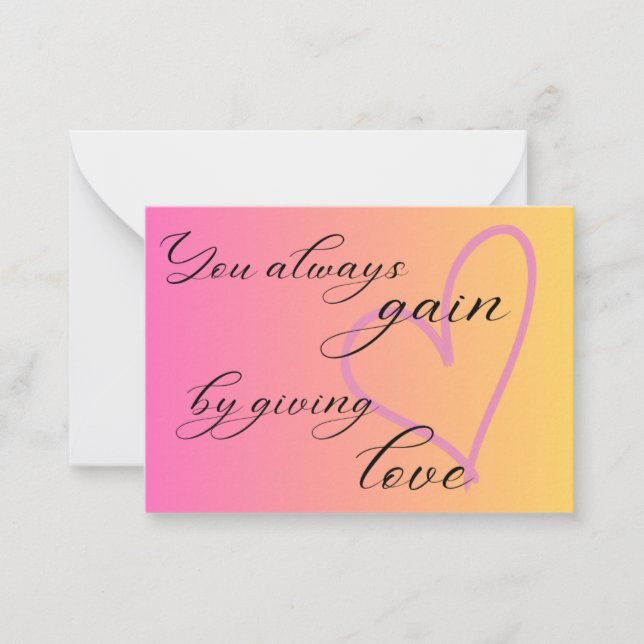 Giving Love inspirational quote note card (Front)