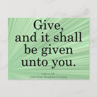 Giving Luke 6-38 Postcard