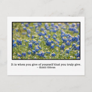 Giving of yourself is true giving postcard