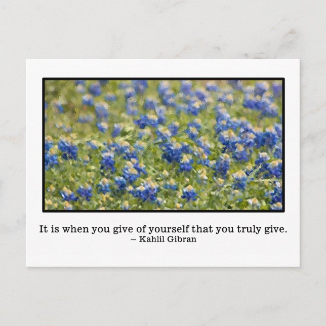 Giving of yourself is true giving postcard (Front)