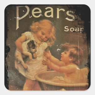 Giving Puppy a Bath from Pears Soap Square Sticker
