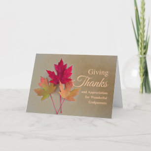Giving Thanks for Godparents Fall Leaves Card