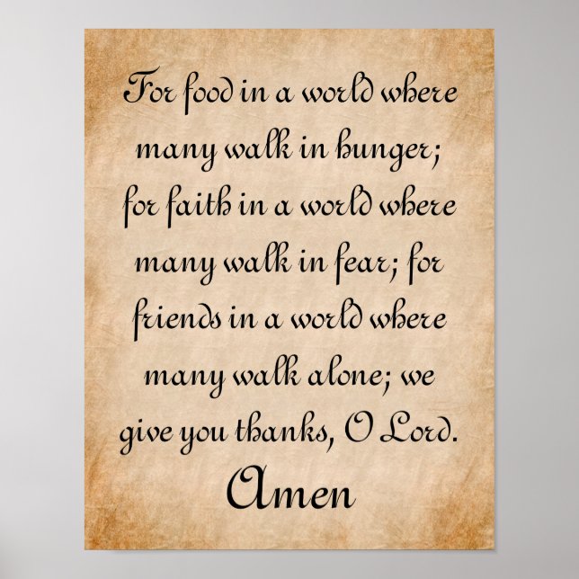 Giving Thanks Mealtime Prayer Poster (Front)