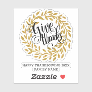 Giving thanks modern typography gold wreath