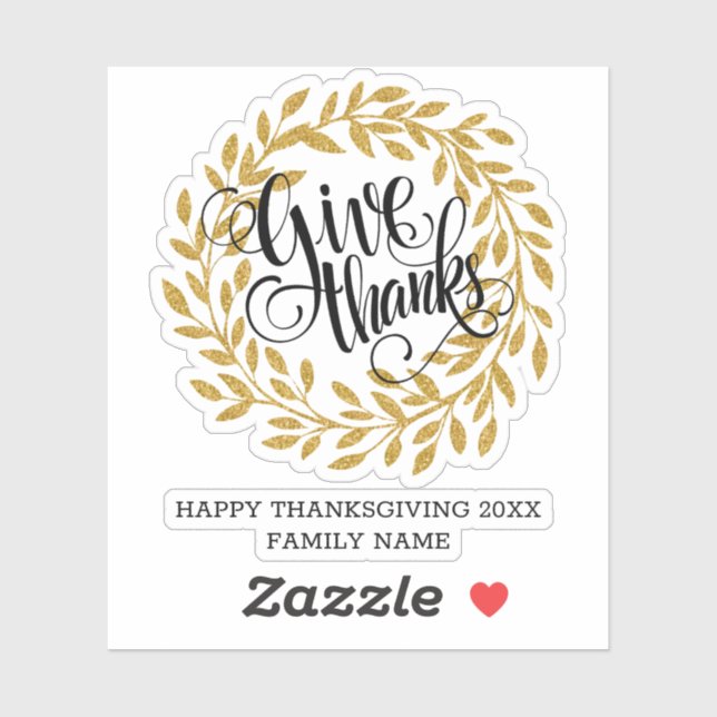 Giving thanks modern typography gold wreath (Sheet)