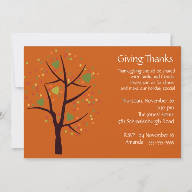 Giving Thanks Thanksgiving Dinner Party Invitation (Front)