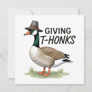 Giving Thonks Thanksgiving Goose  Holiday Card