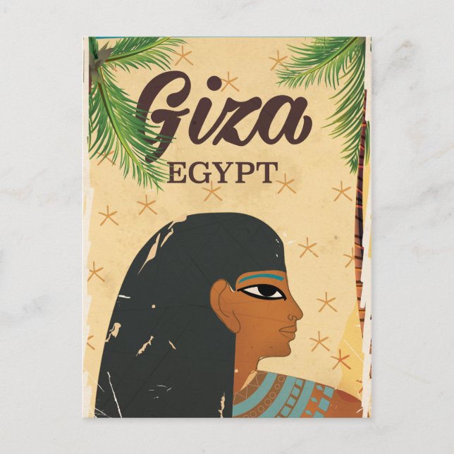 Giza, Egypt vintage style travel poster Postcard (Front)