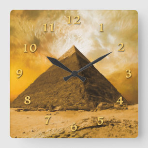 GIZA PYRAMID “SUNSET FOR A KING” SQUARE WALL CLOCK