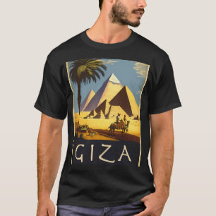 Giza Pyramids Vintage Travel Art Poster T-Shirt