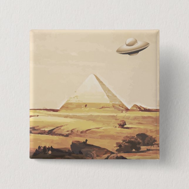 Giza Spaceship 2 Inch Square Button (Front)