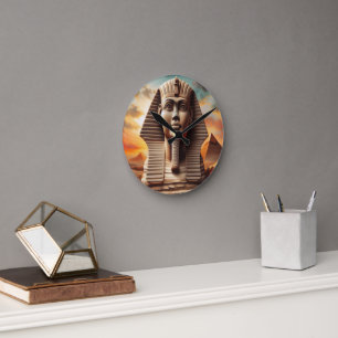Giza Sphinx Head with Pyramids Egypt Travel Round Clock