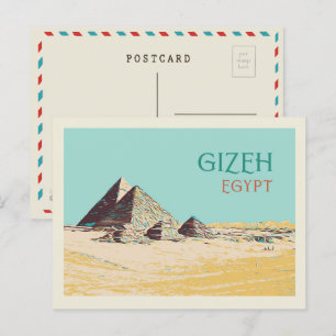 Gizeh, Pyramides illustration Egypt Carte postale