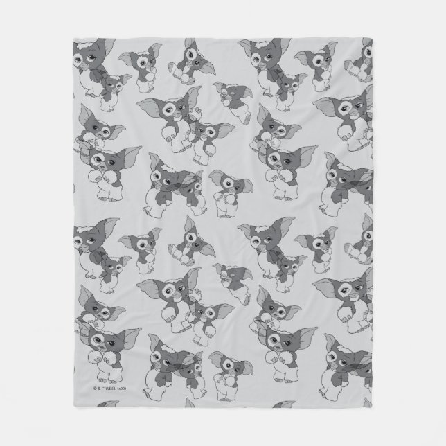 Gizmo | Black & White Pattern Fleece Blanket (Front)