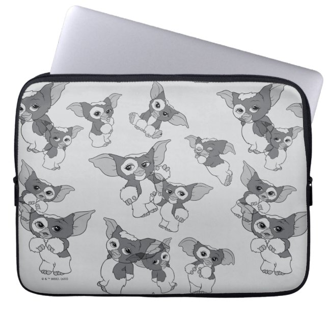 Gizmo | Black & White Pattern Laptop Sleeve (Front)