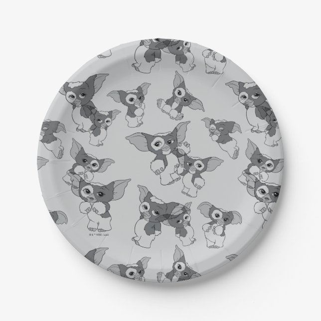 Gizmo | Black & White Pattern Paper Plate (Front)