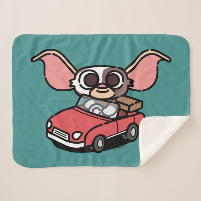 Gizmo | Cute Comic Driver Sherpa Blanket (Front (Horizontal))