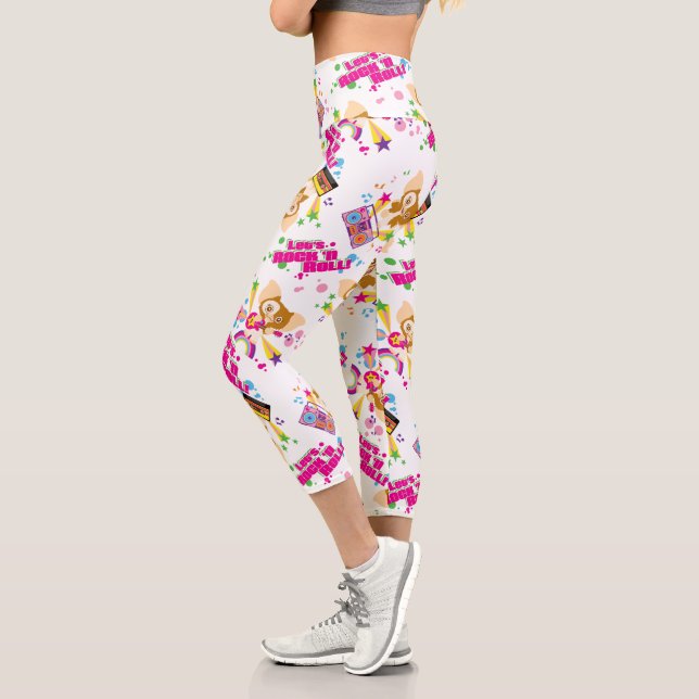 Gizmo | Let's Rock 'n Roll Pattern Capri Leggings (Left)
