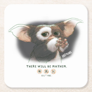 Gizmo There Will Be Mayhem Square Paper Coaster