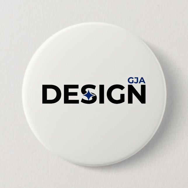 GJA Design Style White  3 Inch Round Button (Front)