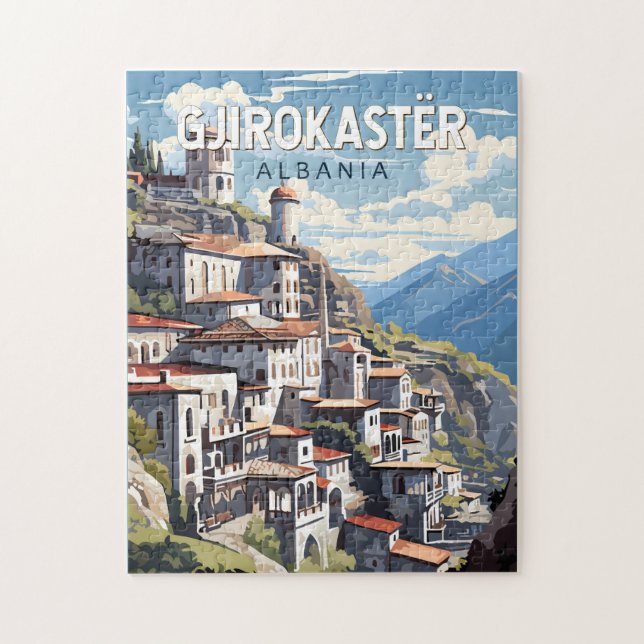 Gjirokaster Albania Travel Art Vintage Jigsaw Puzzle (Vertical)