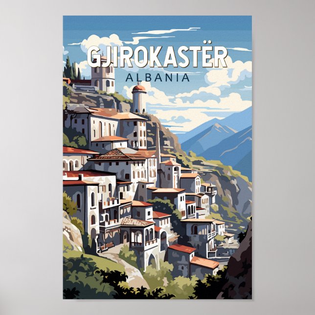 Gjirokaster Albania Travel Art Vintage Poster (Front)
