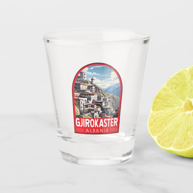 Gjirokaster Albania Travel Art Vintage Shot Glass (Front)