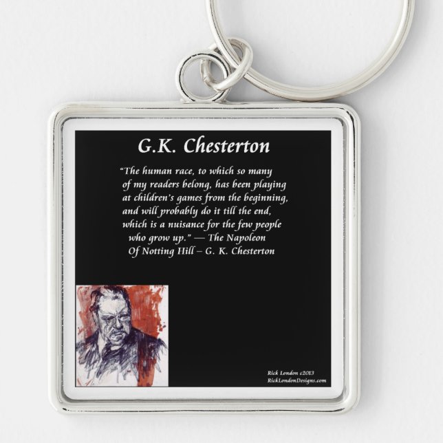 GK Chesterton & Opening Book Line Keychain (Front)