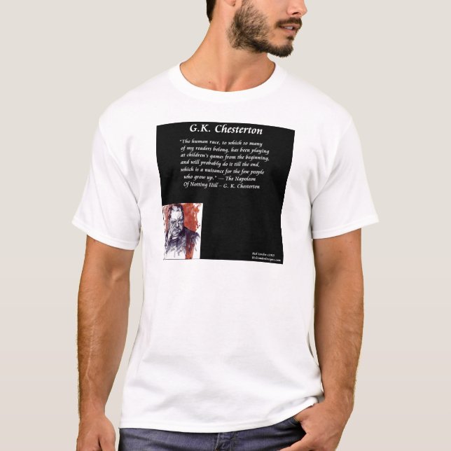 GK Chesterton & Opening Book Line T-Shirt (Front)