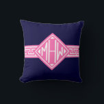 GK Frame #2 Diamond Shaped Monogram Throw Pillow<br><div class="desc">Navy Blue and White Greek Key #2 Framed 3 Initial Monogram A stylish solid background with a white Greek Key frame area for your 3 initial monogram, name or other text. You can also change the text font, change the font size and colour, move the text to adjust the monogram...</div>