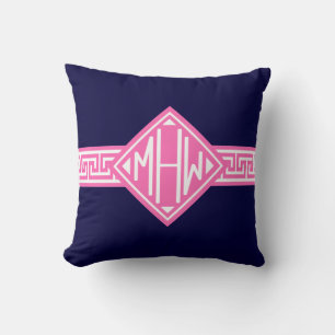 GK Frame #2 Diamond Shaped Monogram Throw Pillow
