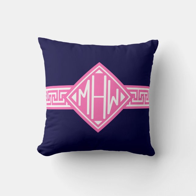 GK Frame #2 Diamond Shaped Monogram Throw Pillow (Front)