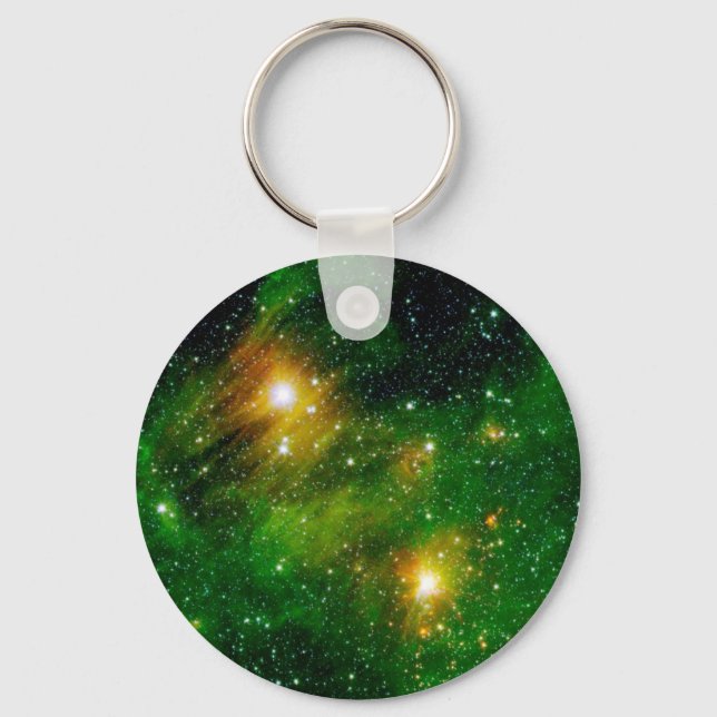 GL490 Green Gas Cloud Nebula - NASA Space Photo Keychain (Front)